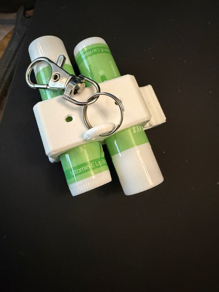 Chapstick Holder – 3-Bore Carry Rack with Keychain